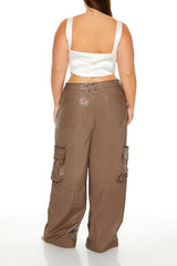 Plus Size Faux Leather Cargo Pants - Forever 21