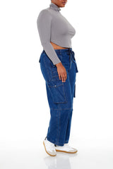 Plus Size Mid-Rise Cargo Jeans - Forever 21