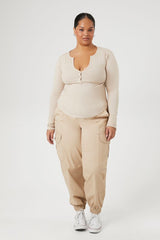 Plus Size Twill Cargo Joggers - Forever 21
