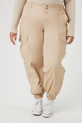 Plus Size Twill Cargo Joggers - Forever 21