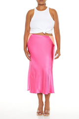 Plus Size Satin Midi Slip Skirt - Forever 21