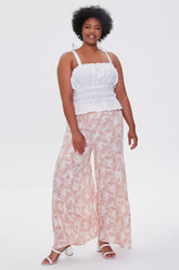 Plus Size Leaf Print Wide-Leg Pants - Forever 21
