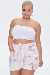 Plus Size Belted Tie-Dye Shorts - Forever 21