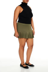 Plus Size Ponte Pleated Mini Skort - Forever 21