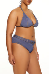 Plus Size Denim Bikini Bottoms - Forever 21