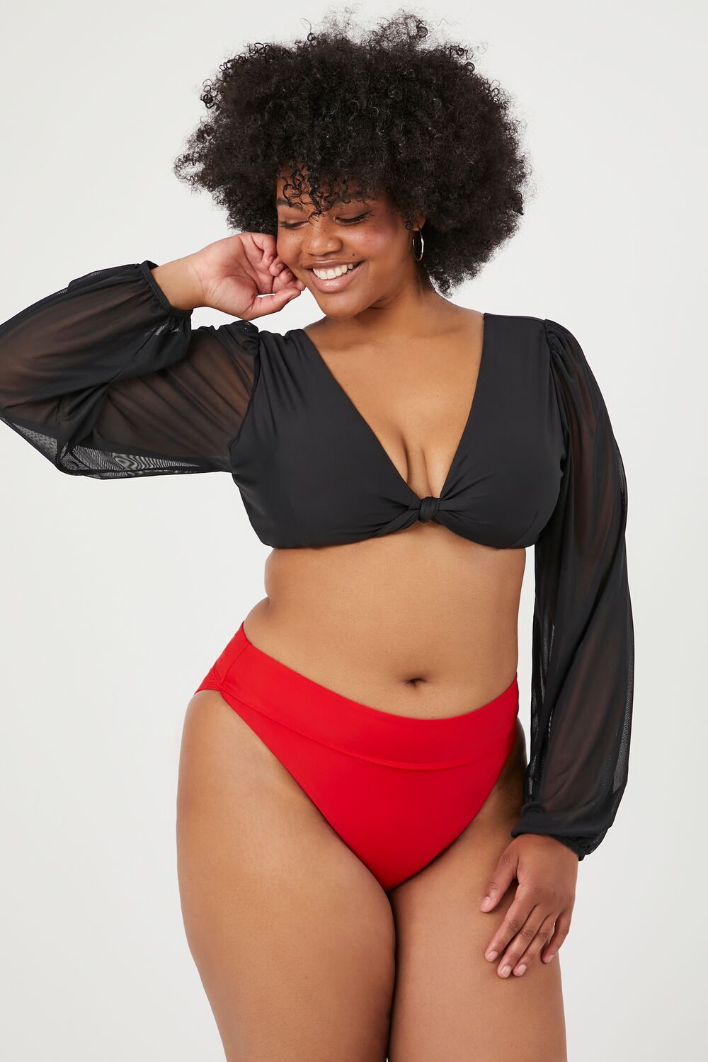 Plus Size High-Rise Bikini Bottoms - Forever 21