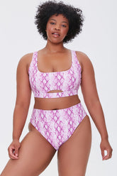 Plus Size Snake Print Bikini Bottoms - Forever 21