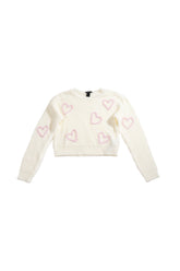 Girls Cropped Heart Knit Sweater - Forever 21