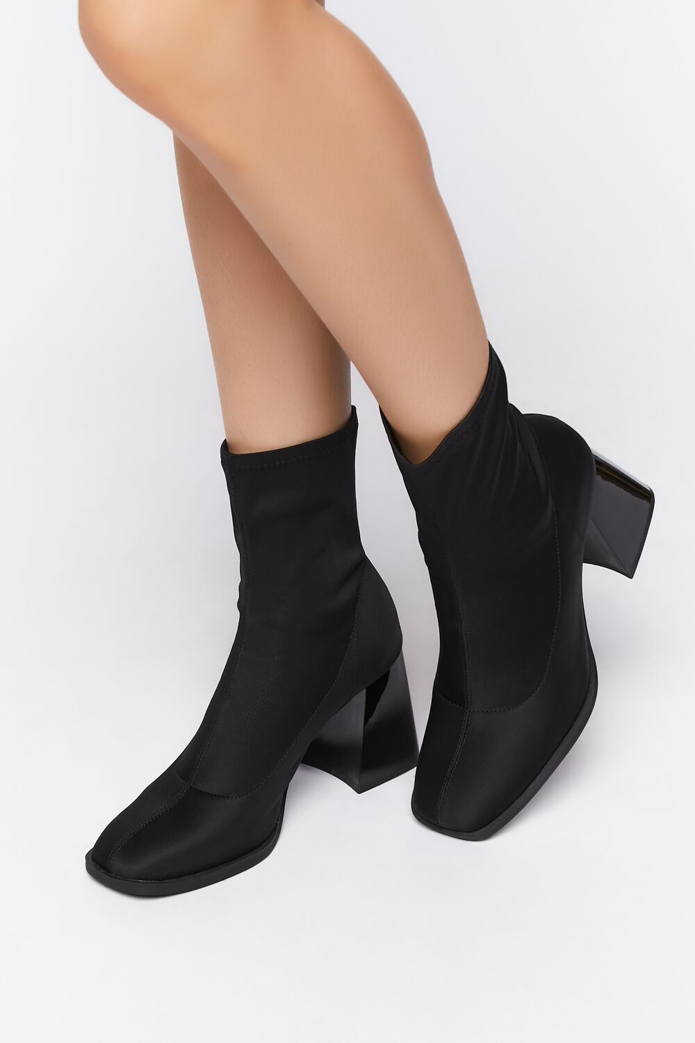 Flare Heel Sock Booties - Forever 21