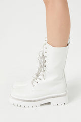 Rhinestone-Trim Combat Boots - Forever 21