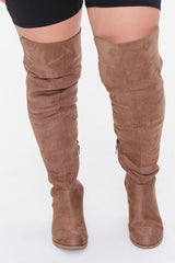 Thigh-High Faux Suede Boots (Wide) - Forever 21