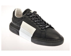 Black and White Leather Logo Low Top Sneakers - Forever 21
