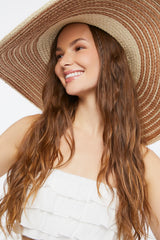 Oversized Striped Straw Floppy Hat - Forever 21