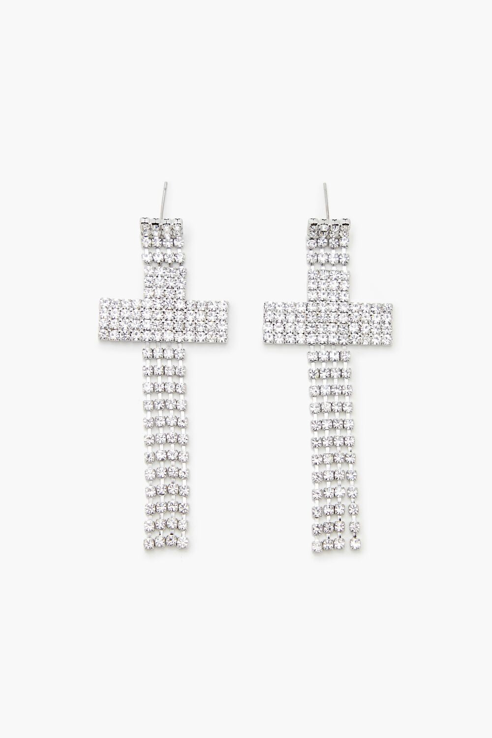 Rhinestone Cross Drop Earrings - Forever 21