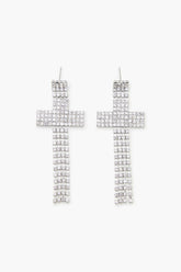 Rhinestone Cross Drop Earrings - Forever 21