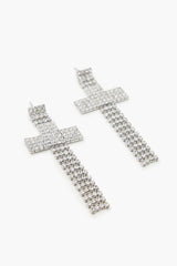 Rhinestone Cross Drop Earrings - Forever 21