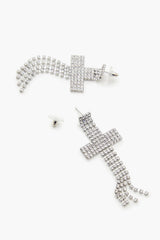 Rhinestone Cross Drop Earrings - Forever 21