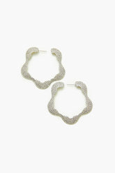 Rhinestone Floral Hoop Earrings - Forever 21
