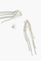 Rhinestone Box Chain Drop Earrings - Forever 21