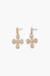 Faux Gem Cross Drop Earrings - Forever 21