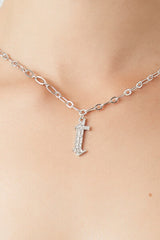 Rhinestone Initial Necklace - Forever 21