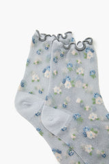 Sheer Mesh Floral Quarter Socks - Forever 21