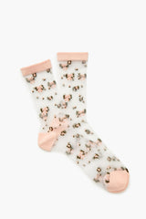 Flower Print Mesh Crew Socks - Forever 21