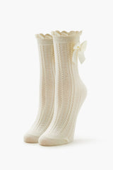Bow Cable Knit Crew Socks - Forever 21