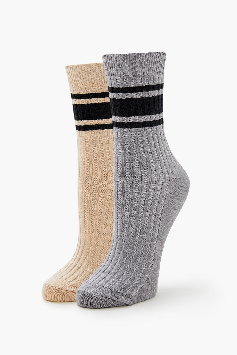 Varsity-Striped Crew Socks Set - 2 pack - Forever 21