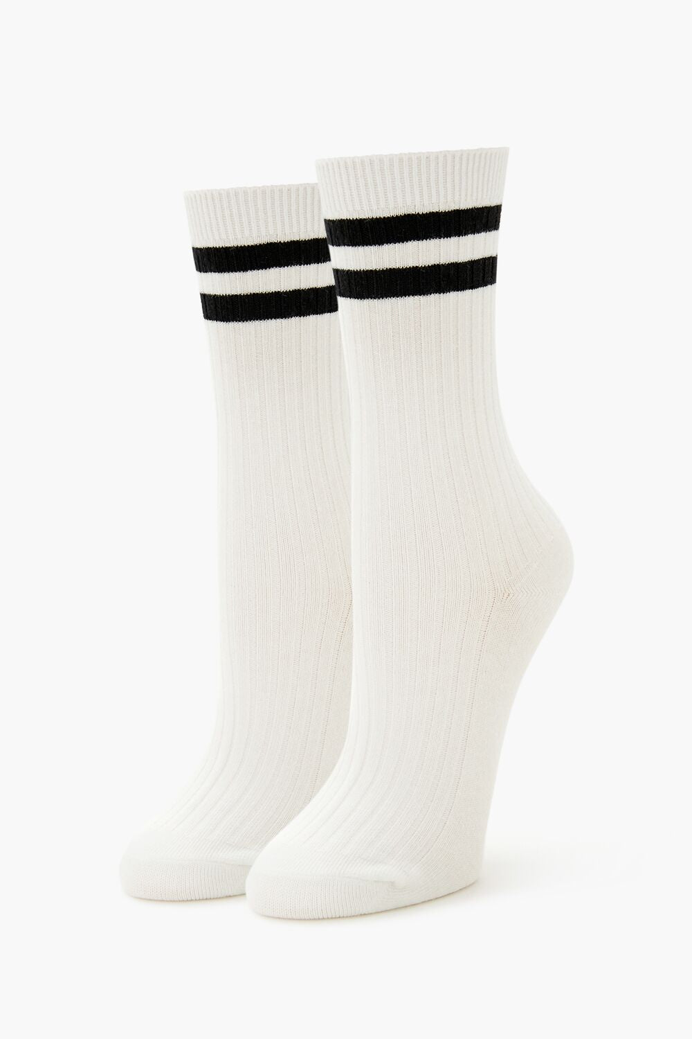 Ribbed Varsity-Striped Crew Socks - Forever 21