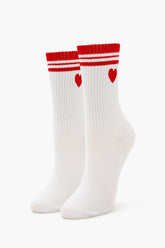 Varsity-Striped Heart Crew Socks - Forever 21