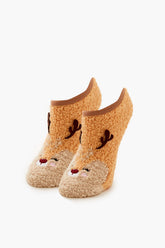 Plush Reindeer No-Show Socks - Forever 21