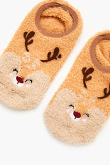 Plush Reindeer No-Show Socks - Forever 21
