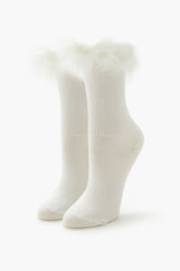Faux Fur-Trim Crew Socks - Forever 21
