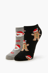 Gingerbread Man & Santa Ankle Socks Set - 2 pack - Forever 21