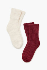 Fuzzy Ribbed Knit Crew Socks - 2 pack - Forever 21