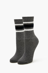 Striped-Trim Crew Socks - Forever 21