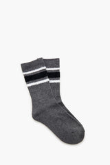 Striped-Trim Crew Socks - Forever 21