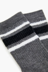 Striped-Trim Crew Socks - Forever 21