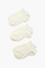 Ruffle-Trim Ankle Socks Set - 3 pack - Forever 21