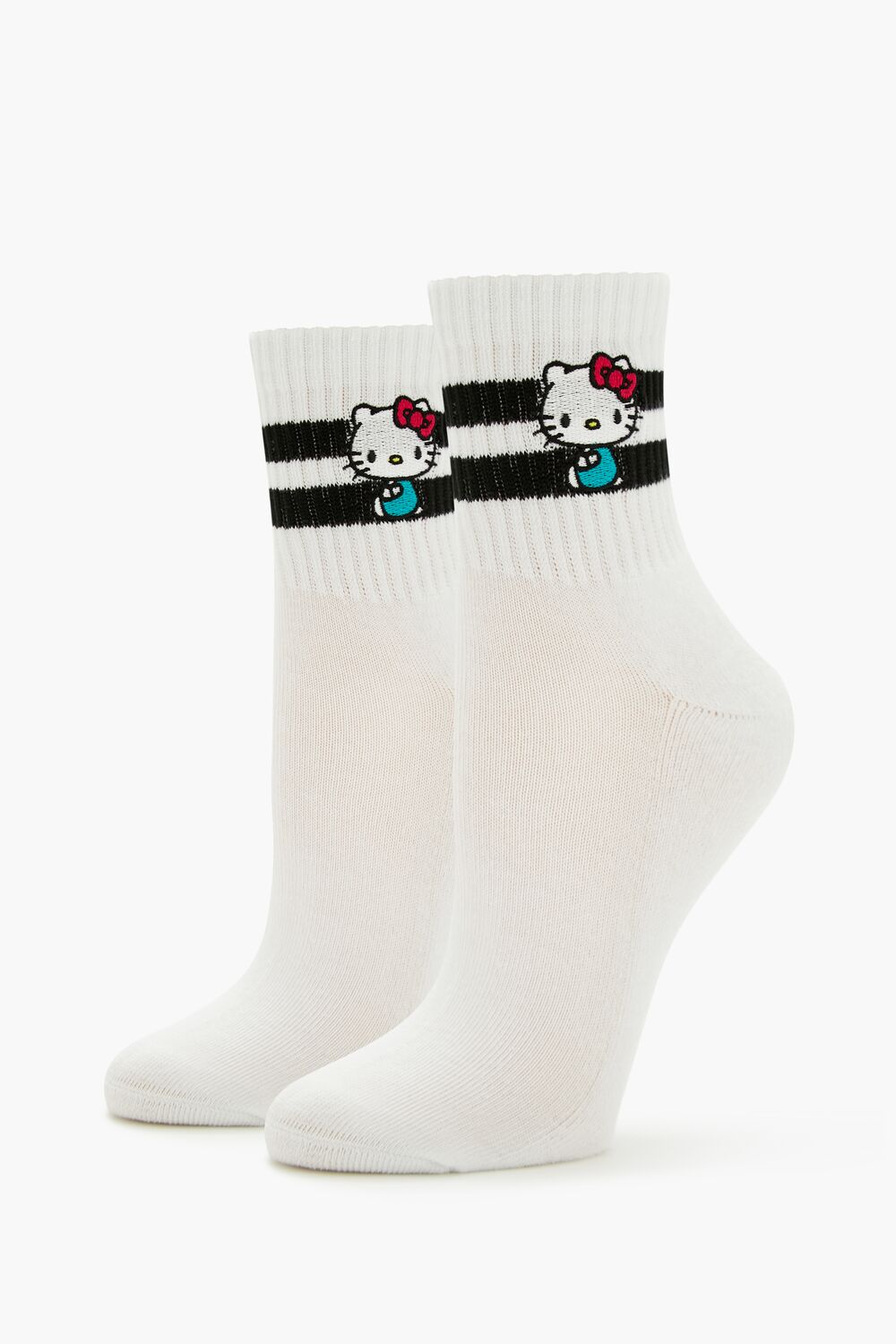 Hello Kitty Varsity-Striped Crew Socks - Forever 21