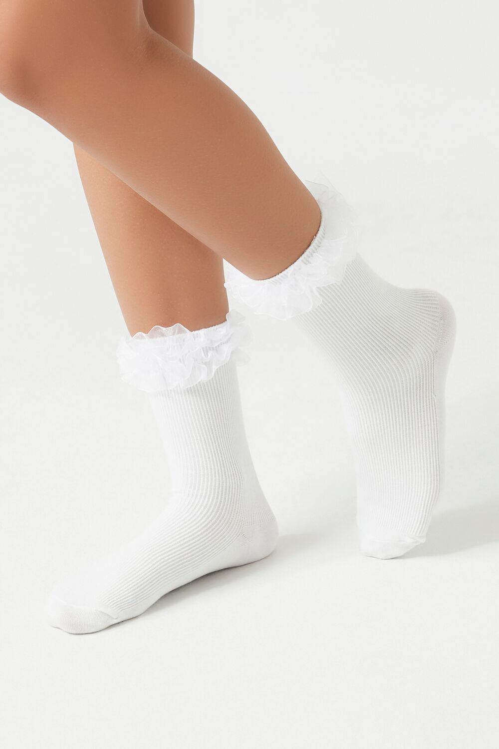 Ruffle-Trim Crew Socks - Forever 21