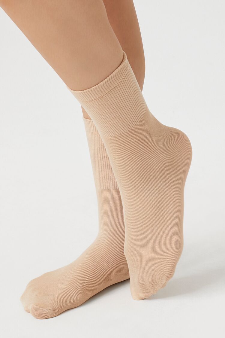 Ribbed-Trim Crew Socks - Forever 21