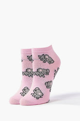 Elephant Print Ankle Socks - Forever 21