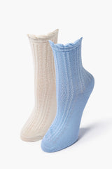 Scalloped Crew Sock Set - Forever 21