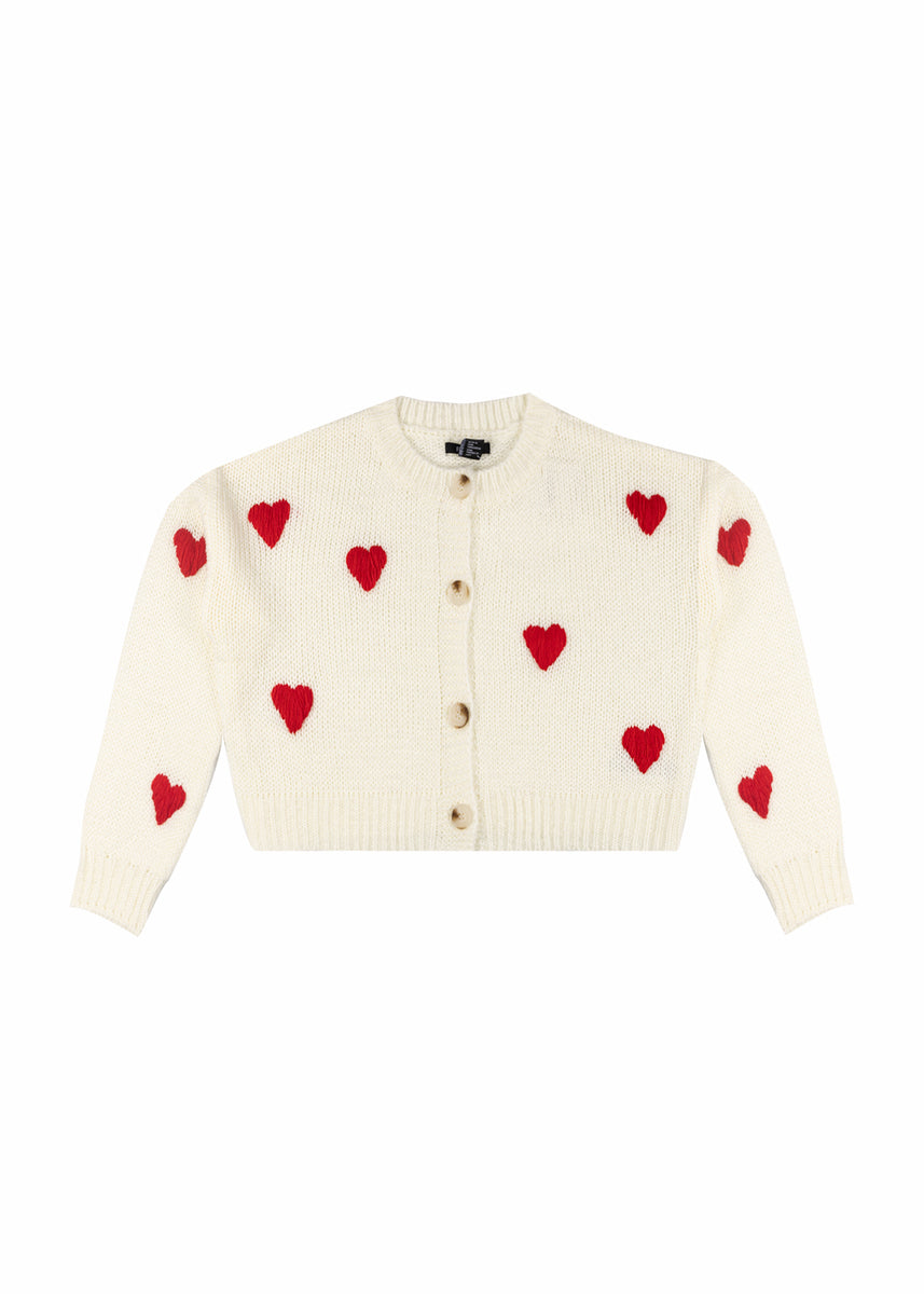 Heart Print Cropped Cardigan | Forever 21 Womens
