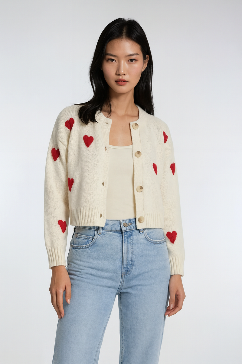 Heart Print Cropped Cardigan | Forever 21 Womens