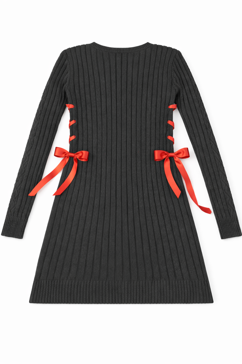 Cable Knit Lace-Up Ribbon Mini Dress | Forever 21 Womens