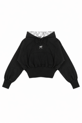Cropped Lace-Lined Hood & Embroidered-Bow Hoodie | Forever 21 Womens
