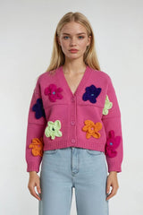 Floral Appliqué Knit Cardigan Sweater | Forever 21 Womens